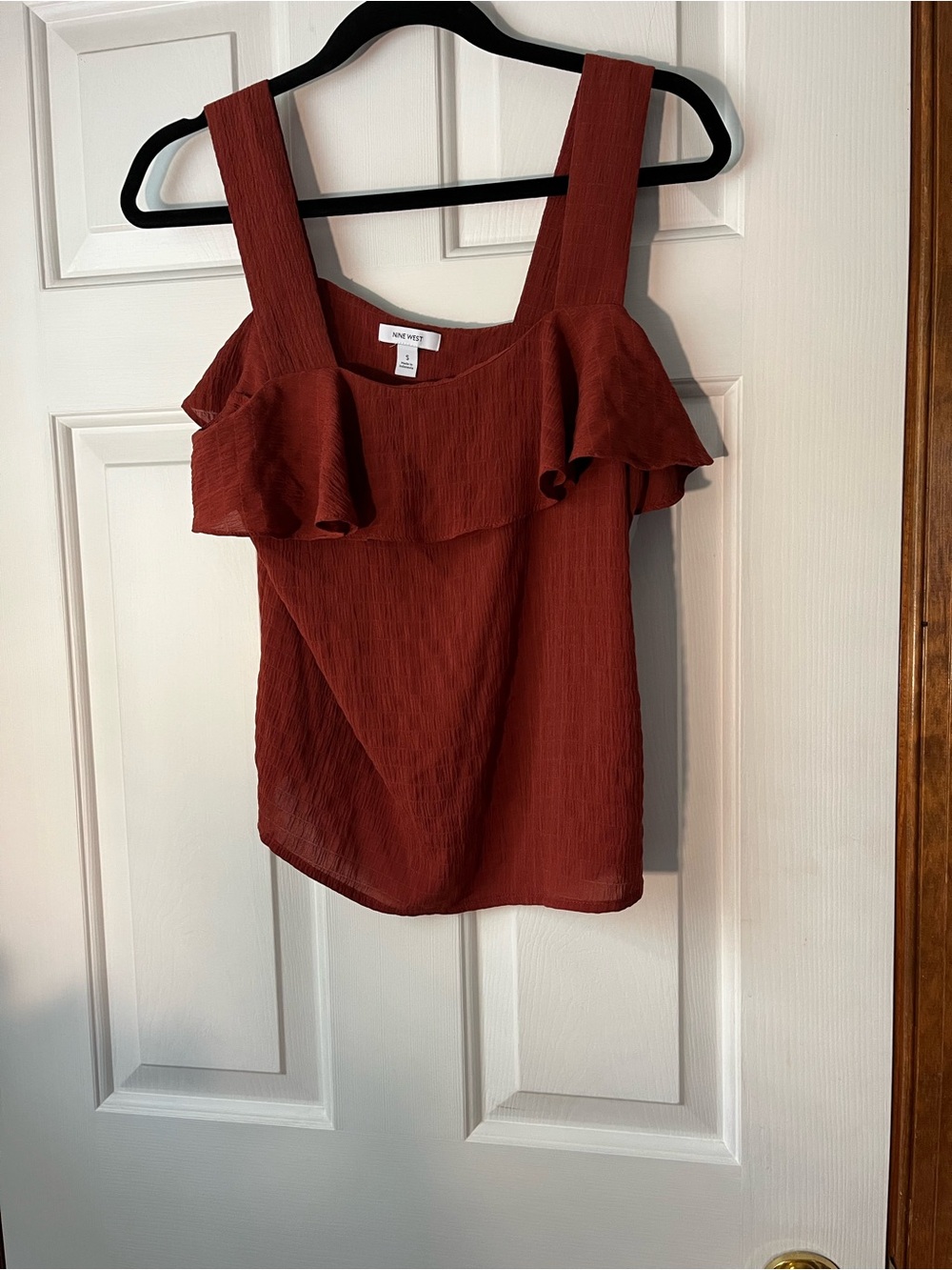 Nine West Rust Brown Ruffle Tank Top - Picture 3 of 3